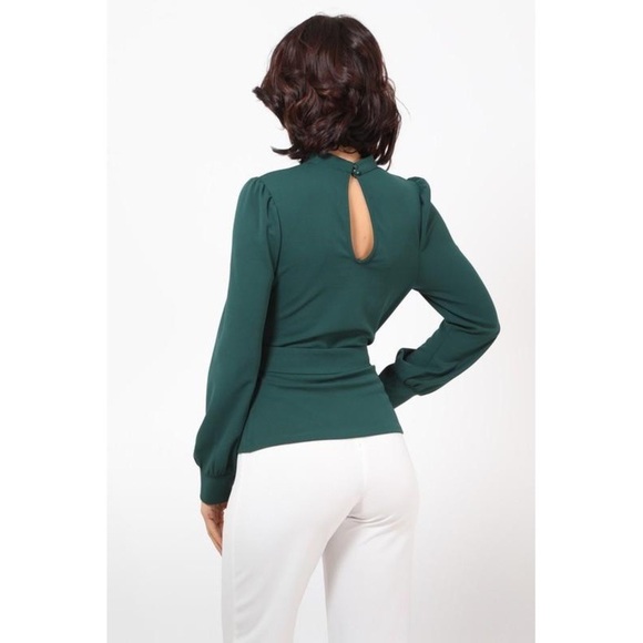 Fuchsia Puff Shoulder Belted Blouse - Picture 3 of 7